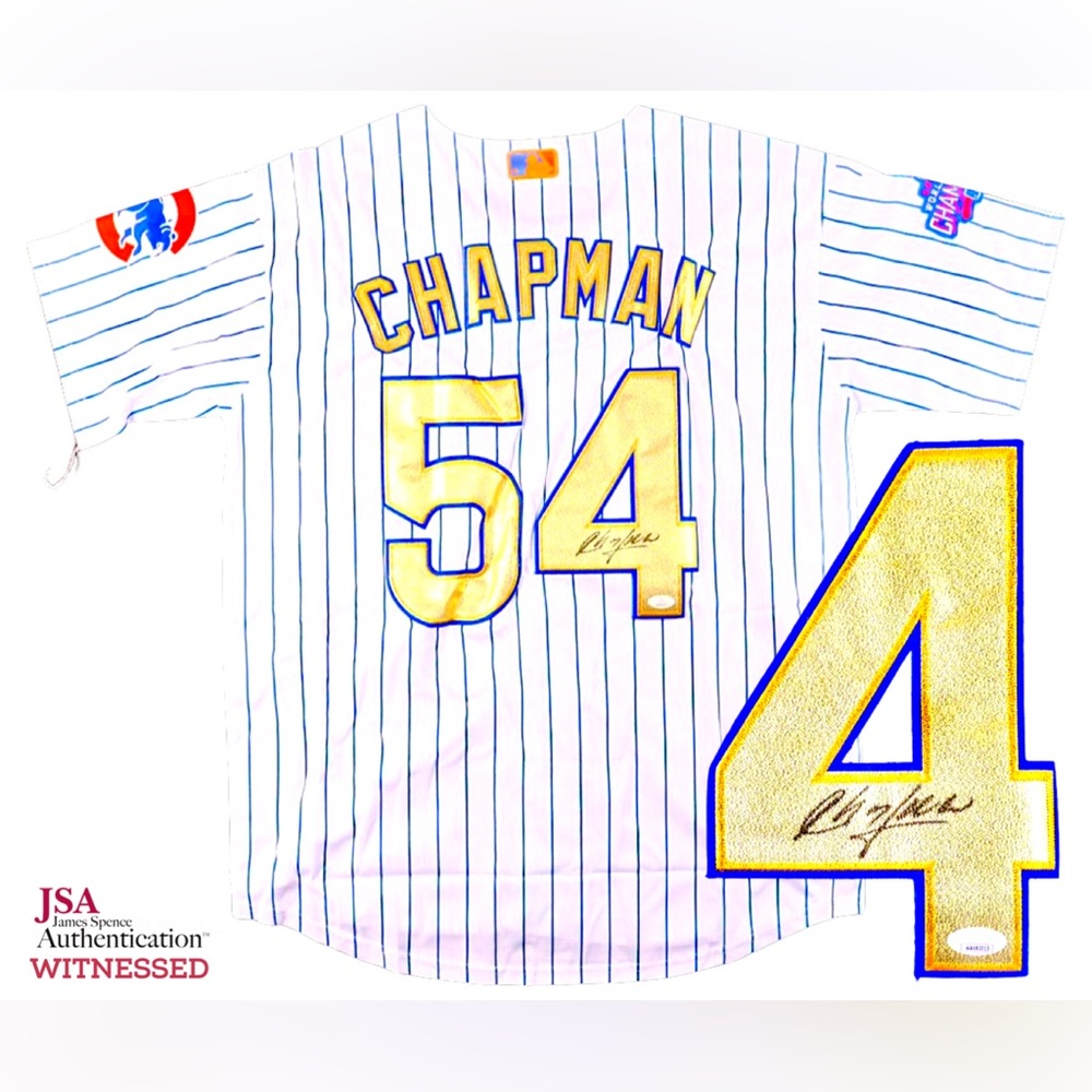 Aroldis Chapman Chicago Cubs Signed 2016 World Series Jersey Autograph —JSA
